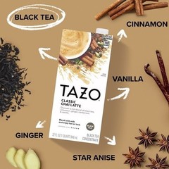 TAZO Classic Chai Latte Black Tea Concentrate 32oz Carton Ready to Drink Tea