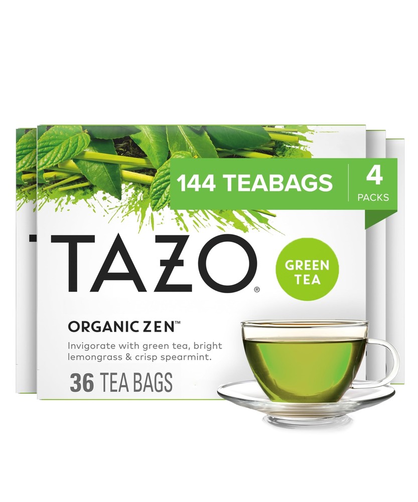 TAZO Organic Zen Green Tea Bags 144 Total Tea Bags 36ct – Pack of 4