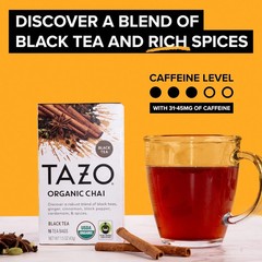 TAZO Organic Chai Black Tea Bags Chai Tea 96 Total Tea Bags 16ct – Pack of 6