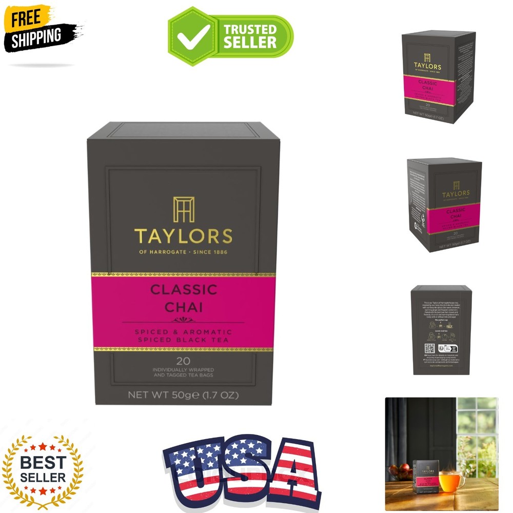 Classic Chai, Black Tea, Individually Wrapped Bags, 20 Count Pack of 6, Spice…