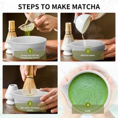 Matcha Whisk Set, Matcha Bowl with Spout, Bamboo Whisk, Scoop, Sifter, Whisk …
