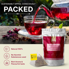 Sweet Hibiscus Cinnamon Green Tea Bags (50 Count), Caffeinated, Real and Natural