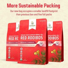 Red Rooibos Tea Bags USDA Certified South African Organic Herbal Tea, Naturally