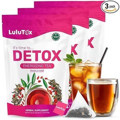 LULUTOX Detox Tea Peach Herbal Blend Dandelion Ginseng Ginger 3 Packs 84 Bags