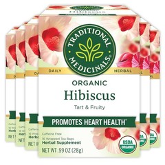 Traditional Medicinals Organic Hibiscus Herbal Tea, 6 Boxes of 16 ct BB 02/2028