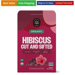 Organic Hibiscus Flowers, Cut and Sifted, 16oz Bulk Resealable Bag, Packaging…