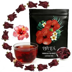 PiPi Tea Organic Hibiscus Tea Bags – Caffeine Free Herbal Tea Rich in Antioxi US