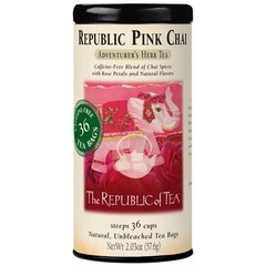 Republic Pink Chai Herbal Tea Tin 36 Tea Bags Naturally Caffeine Free