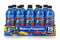 Brisk Iced Tea Blueberry Pomegranate 33.8 oz Bottles –15 Pack– Bold Fruit Flavor