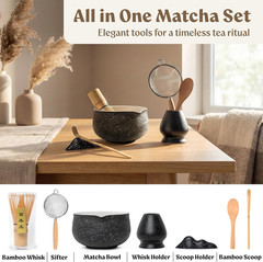 Matcha Kit Whisk Set (7 Pcs) – Complete Matcha Set, Matcha Bowl with with Bowl,