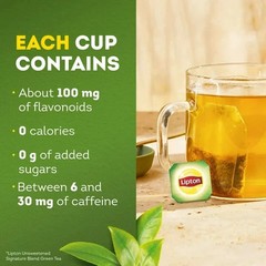 Lipton Green Tea, Decaffeinated, Tea Bags 40 Count Box