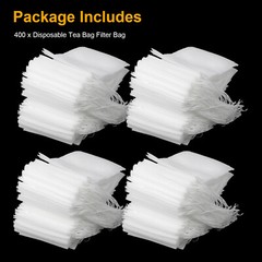 400Pcs Tea Bags Disposable Drawstring Flip Empty Teabags Herb Loose Teas Filters