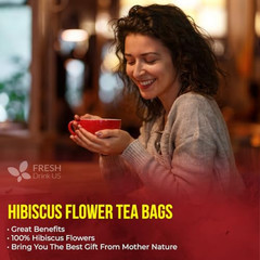 Premium 140 Hibiscus Flowers Tea Bags, 100% Natural, Handmade & Pure from Hibi