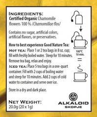 Calm and Relaxing Organic Chamomile Tea – 20 Bags – Naturally Caffeine Free