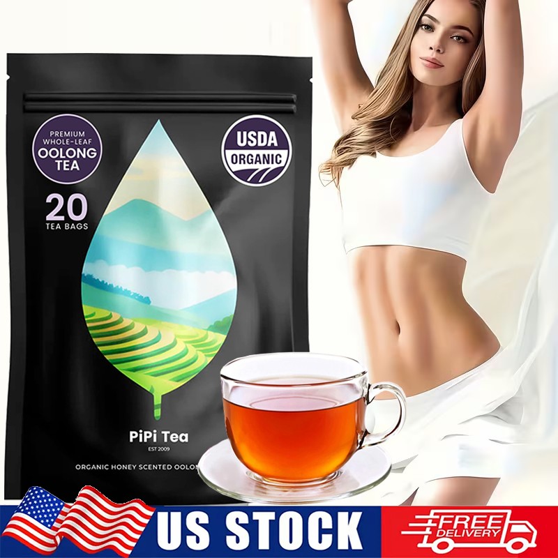 PiPi Tea Organic Oolong Tea Bags – Whole Leaf, 20 Bags (4g Each) – Cortisol & Ca