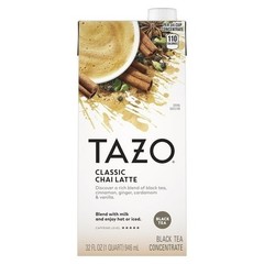TAZO Classic Chai Latte Black Tea Concentrate 32oz Carton Ready to Drink Tea
