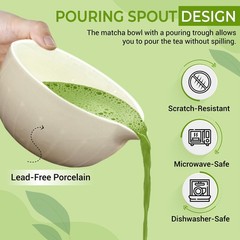 Matcha Whisk Set with Matcha Bowl – Matcha Set Included Electric Frother, Bam…