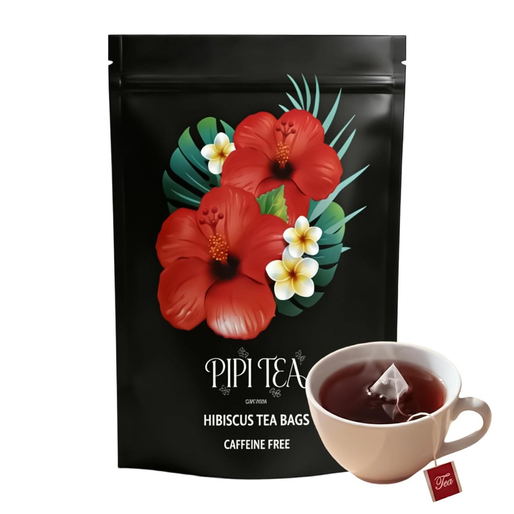 PiPi Tea Organic Hibiscus Tea Bags，Caffeine Free Herbal Tea Rich In Antioxidants