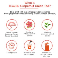 TEAZEN Grapefruit Green Tea Powder (5g x 10 Packet) 3 Pack Tea Powder