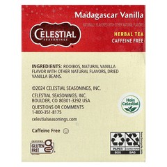 African Red Herbal Tea, Rooibos, Madagascar Vanilla, Caffeine Free, 20 Tea Bags,