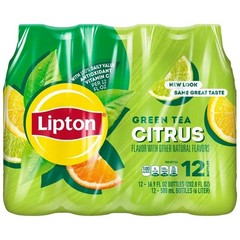 Lipton Iced Green Tea, Citrus Bottled Tea Drink, 16.9 oz, 12 Bottles