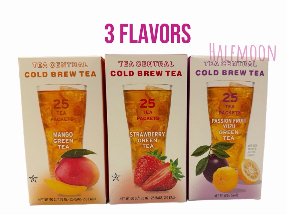 Tea Central Cold Brew Green Tea 3 Flavor Variety Pack Strawberry Mango Passion