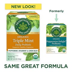 Naturally Delicious Organic Triple Mint Tea – Digestive Aid, 16 Compostable Bags