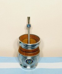 Mate cup yerba argentino – Boca Junior Cincelado + bombilla straw Boca Junior