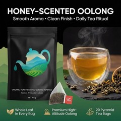 Pipi Tea, Pipi Oolong Tea Bags â€“ Organic Whole Leaf Oolong â€“ 20 Bags (5g …