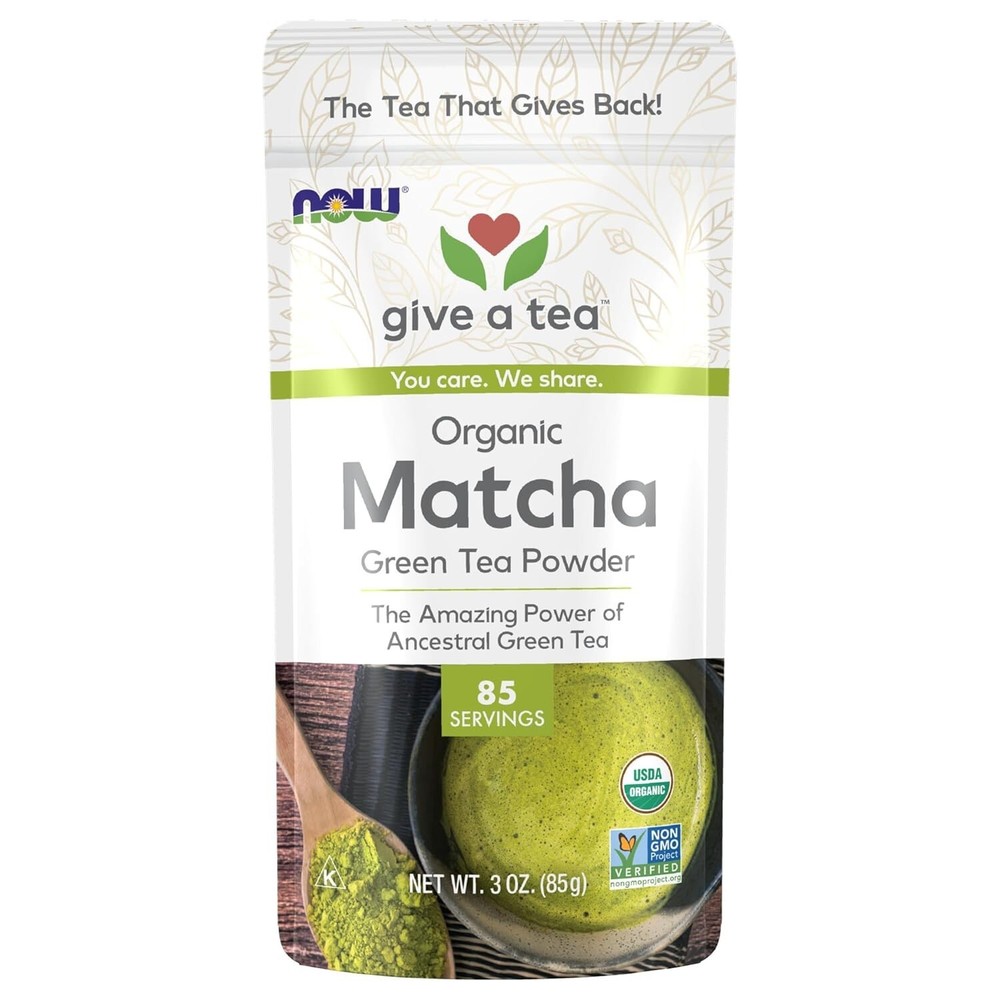 NOW Foods Give A Tea Certified Organic Matcha Green Tea Powder NET WT 3 OZ (85g)