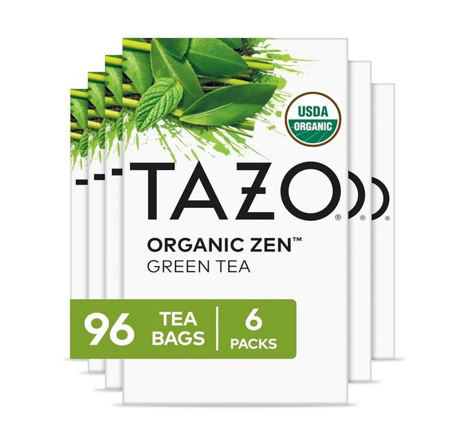 TAZO Organic Zen Green Tea Bags, Caffeine Free Tea 16ct – Pack of 6
