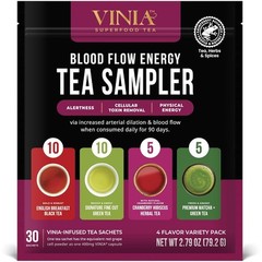 VINIA Tea Sampler, 4 Flavor Variety Pack. Made with organic Teas