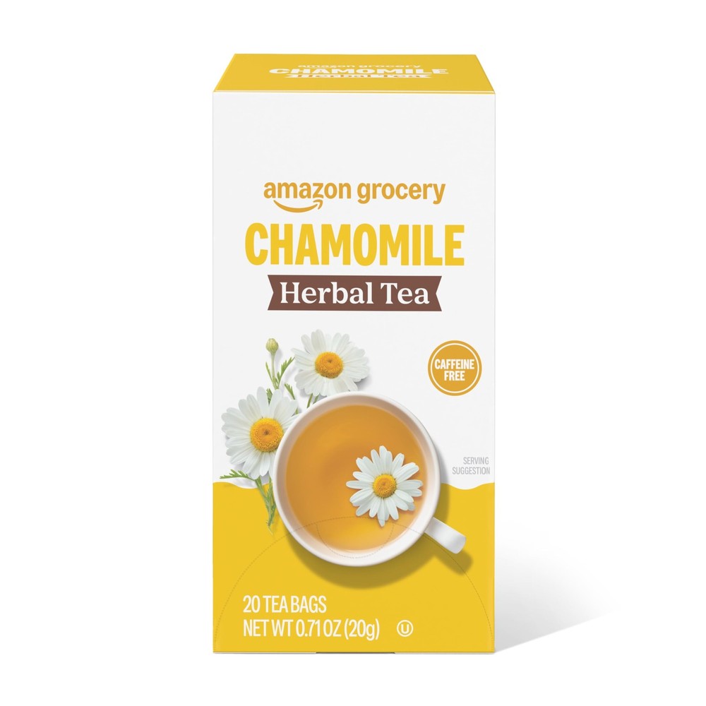 Amazon Grocery, Chamomile Herbal Tea Bags, 20 Ct 20 Count (Pack of 1)