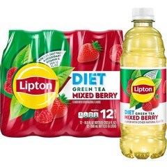 Lipton Diet Mixed Berry Green Tea, 16.9 Fl Oz Bottles (Pack of 12)
