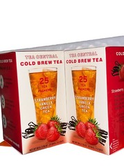 TEA CENTRAL COLD BREW STRAWBERRY 🍓 VANILLA GREEN TEA 2 Boxes= 50 Bags BB:2027