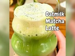 Karma Kitchen Japanese Barista-Style Blueberry Matcha Latte w/ Whole Oat Milk