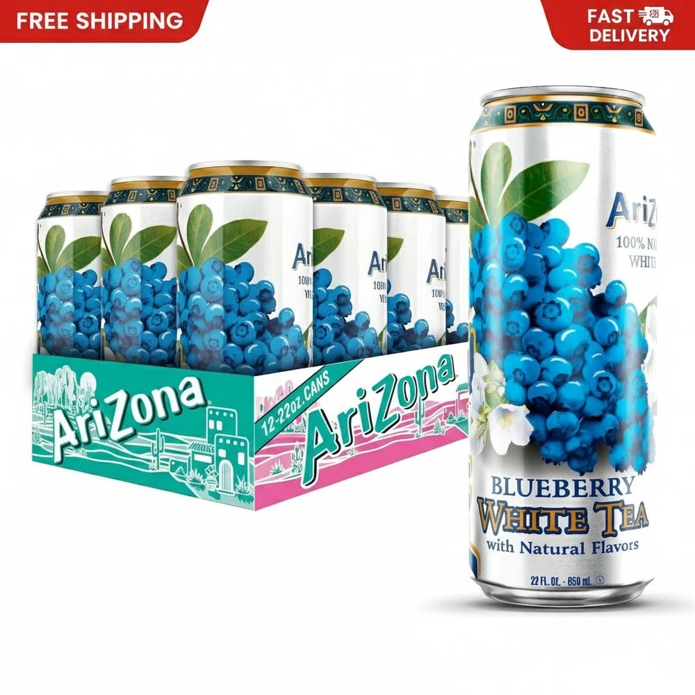AriZona Blueberry White Tea – Big Can, 22 Fl Oz (Pack 22 of 12)