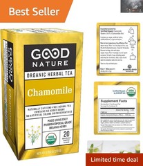 Calm and Relaxing Organic Chamomile Tea – 20 Bags – Naturally Caffeine Free