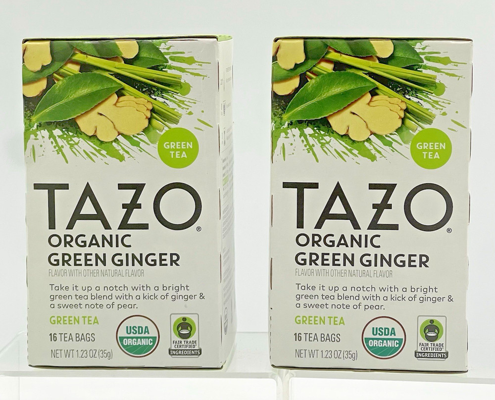 TAZO Organic Green Tea, Green Ginger, Caffeinated Tea, 32 Total Bags BB05/2027