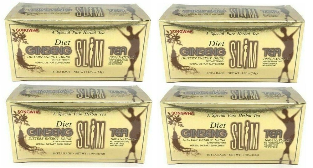 4 Boxes Diet Ginseng Slim Tea 18 Tea Bags Dieter Energy Drink Extra Strength
