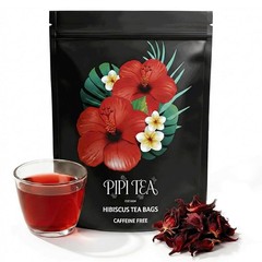 Pipi Tea Hibiscus Tea Bags,Pure Natural Organic,Caffeine-Free, Sweet-Tart Flavor