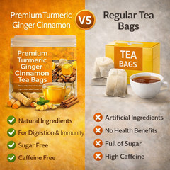 120 Premium Turmeric Ginger Cinnamon Tea Bags, 100% Natural &No Additive Support