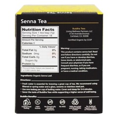 Buddha Teas 100% Organic Herbal Senna Tea, 18 Tea Bags
