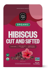 FGO Organic Hibiscus Flowers, Cut and Sifted, Loose Tea, 8Oz Resealable Bag, Pac