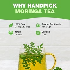 HANDPICK, Organic Moringa Tea Bags (100 Count), Pure Moringa Leaves | Authentic