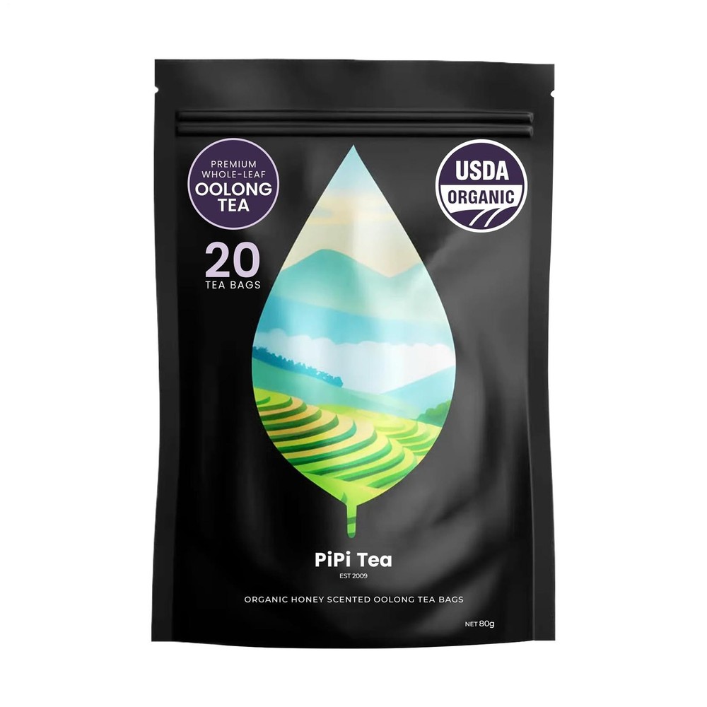 PiPi Tea Organic Oolong Tea Bags 20 Bags Cortisol & Calming Tea For Anxiety Tea