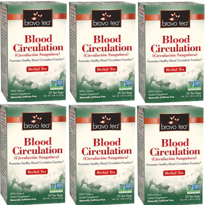 Bravo Tea Blood Circulation Herbal Tea 20 pckts (Pack of 6)