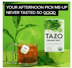 TAZO Organic Zen Green Tea Bags, Caffeine Free Tea 16ct – Pack of 6