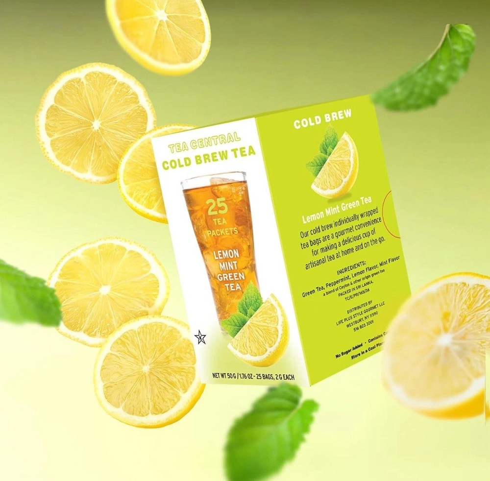 2 PK- Tea Central Cold Brew Tea 🍋 Lemon Mint Green Tea BB: 01/2028