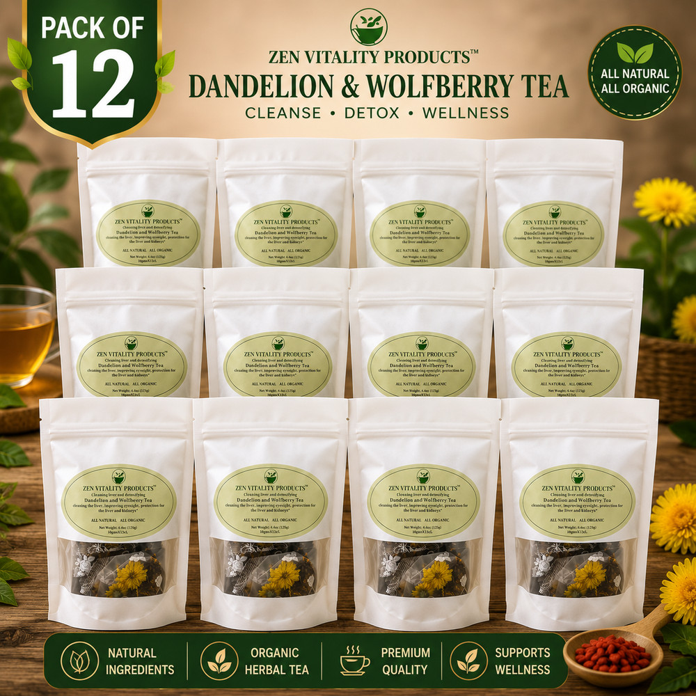Zen Vitality Dandelion & Wolfberry Herbal Tea Pack of 12 Organic Tea Bags